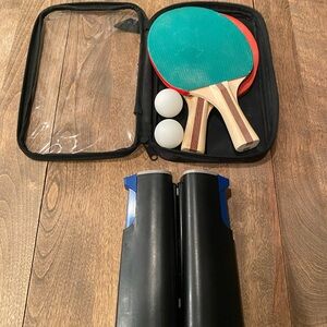 Portable Table Tennis Set with Green and Red Paddles